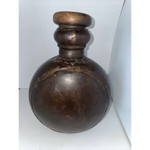 Vintage Dovetailed‎ Metal Indian Water Jug Vessel Bottle W Lid 10"x7"X4.5"